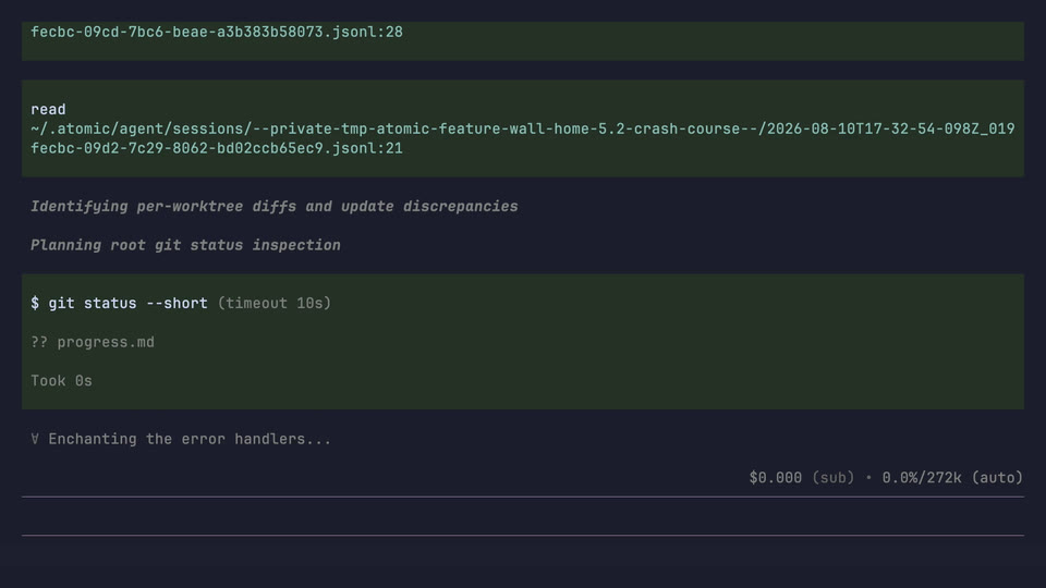 Atomic running parallel subagents in separate git worktrees and reporting a per-worktree diff