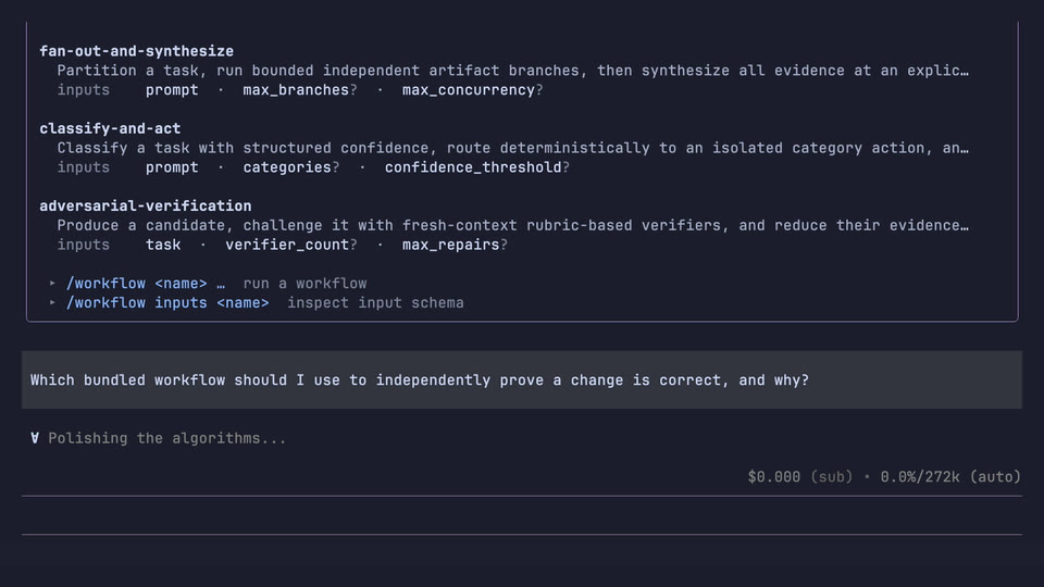The Atomic workflow picker listing the bundled workflows and their stages