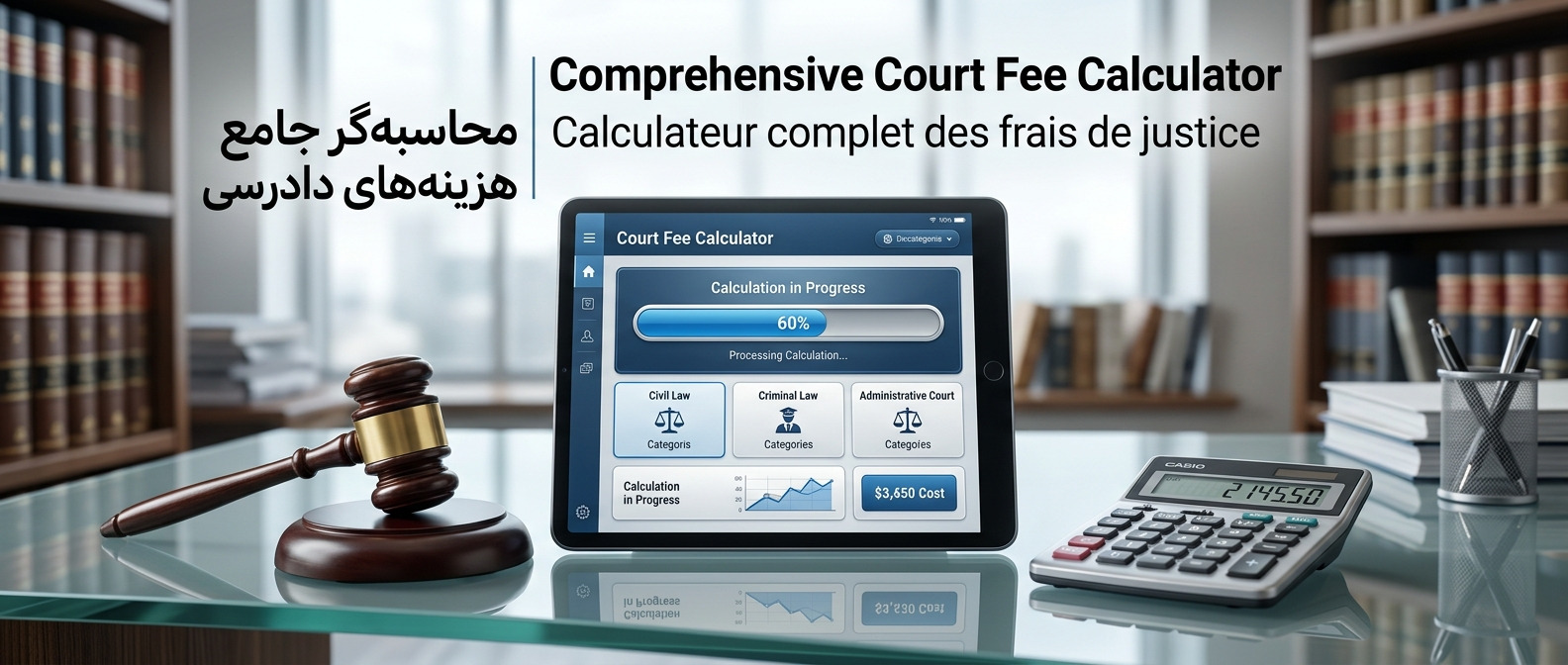 Calculateur complet des frais de justice et frais annexes en Iran