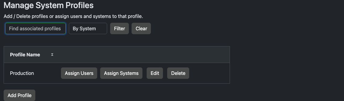 Bastillion profile management screen