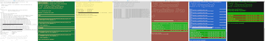 Experiments: composite of terminal screenshots