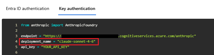 Microsoft Foundry Deployment name