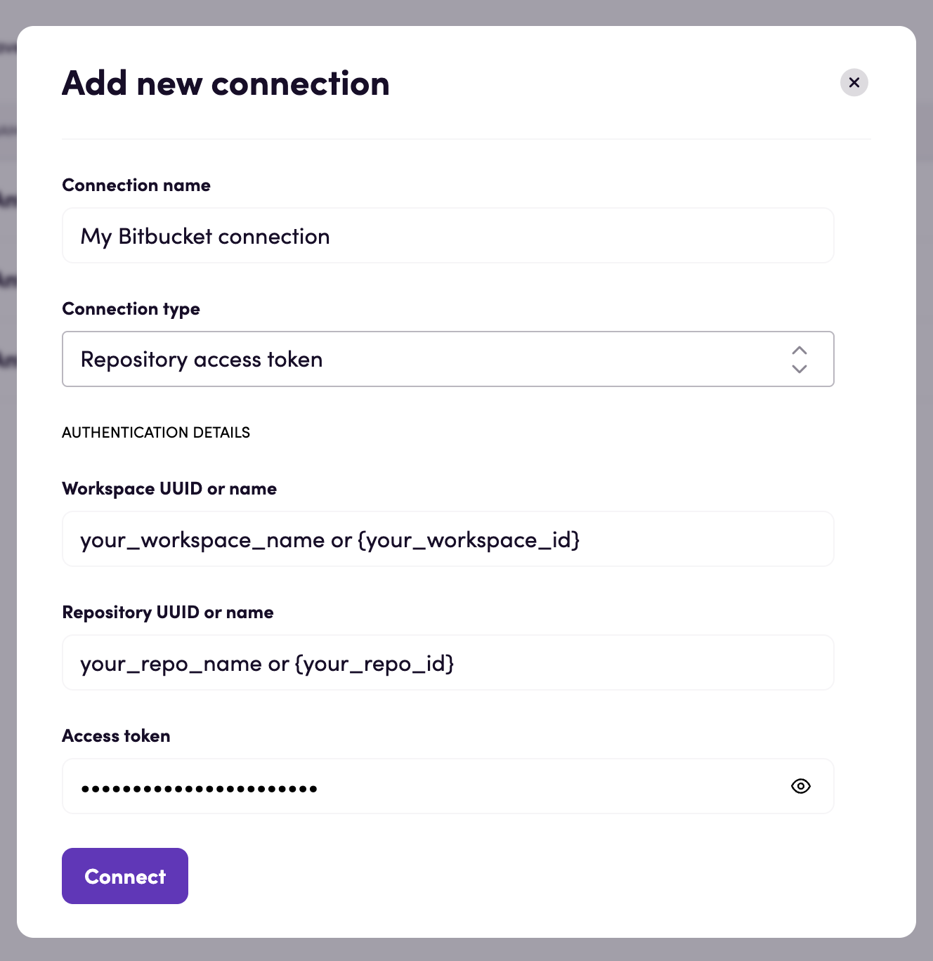 Repository access token connection