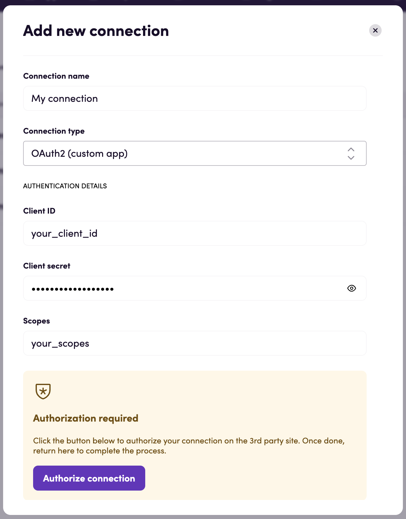 OAuth2 connection