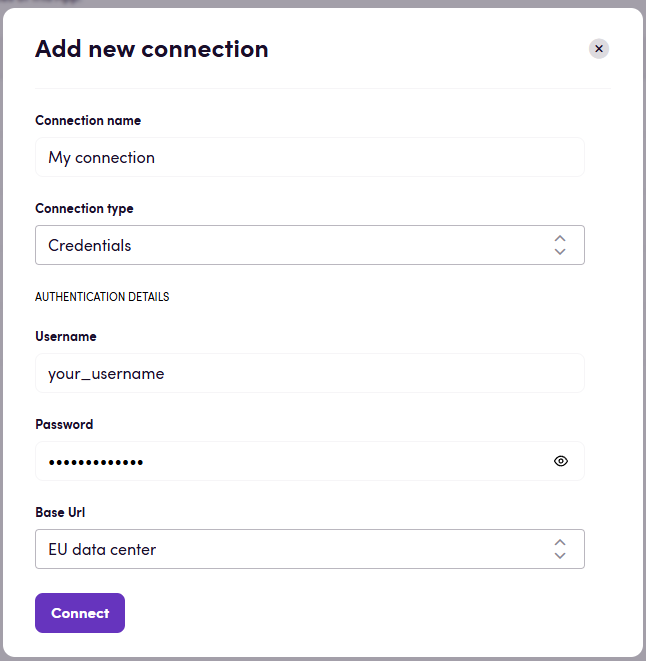 Connecting using credentials