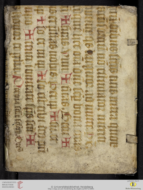 Front cover of Ordinarium cisterciense, Heidelberg Codex Salemitana VII,73. Example of Manuscript Reuse Fragment