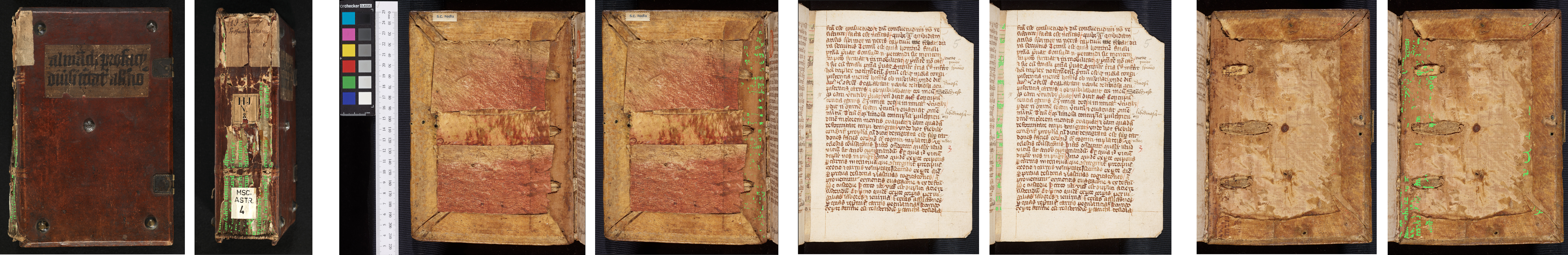 Some color images, with the important text highlighted in bright green. The bright green wasn't originally in the manuscripts.