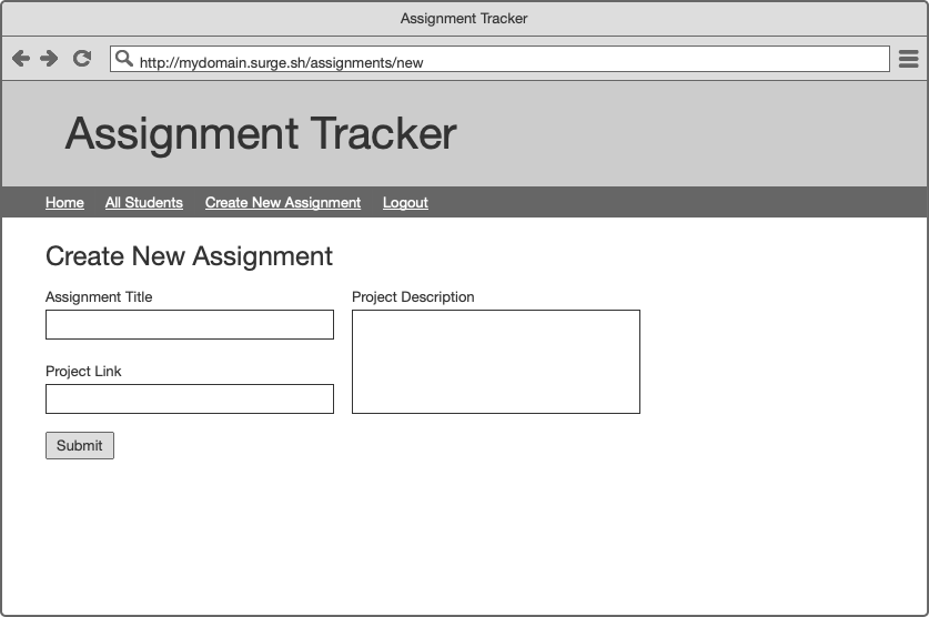 Student View - Create New Assignment