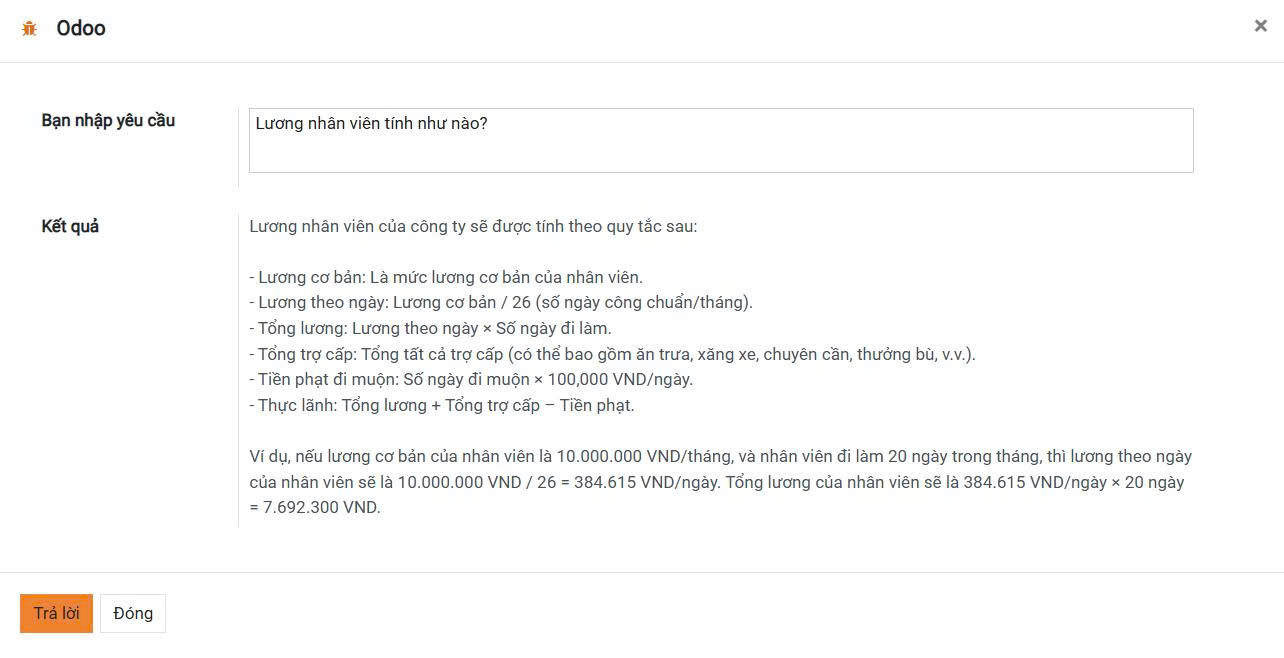 Giao diện Chatbot tính lương