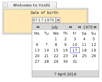date widget expanded