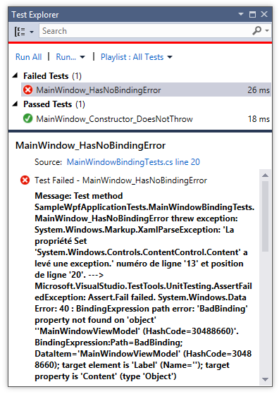 Visual Studio's Test Explorer window