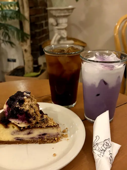 ブルーベリーチーズケーキ、アイスアメリカーノ