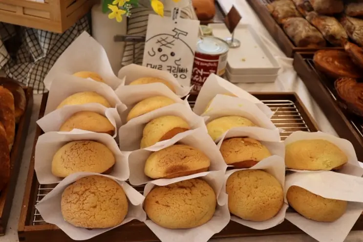 Japanese style melon bread display