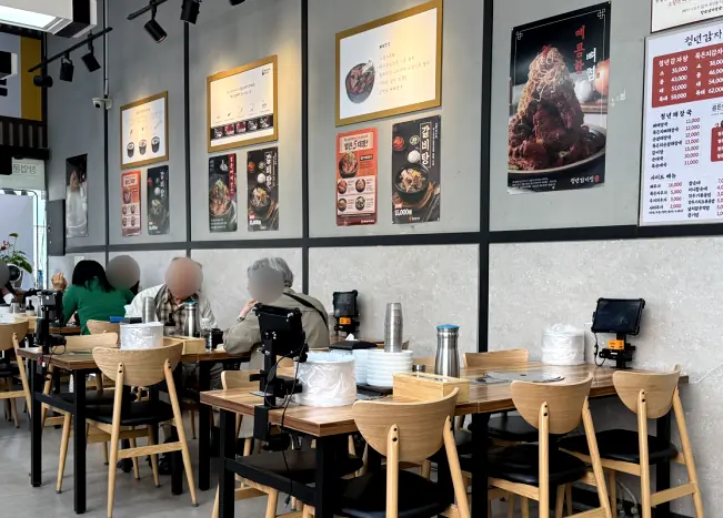 Contemporary restaurant interior seating area