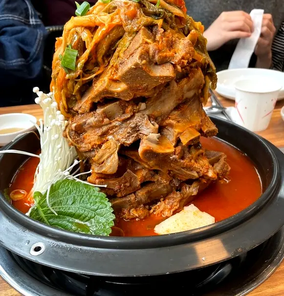 Massive tower style pork bone stew