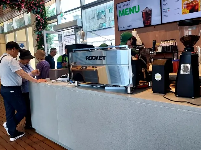 Cafe counter and menu board