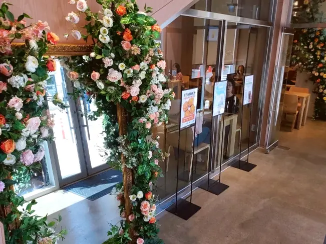 Floral mirror cafe decoration