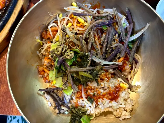 Korean bibimbap mixed vegetables rice
