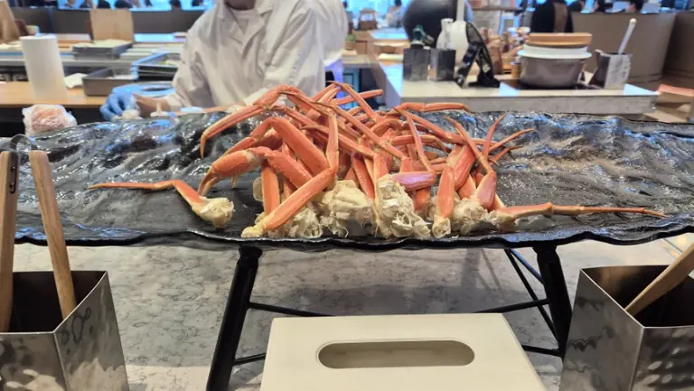 Fresh snow crab legs on platter