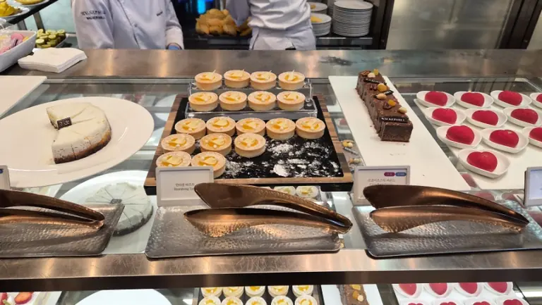 Elegant tart and cake dessert selection