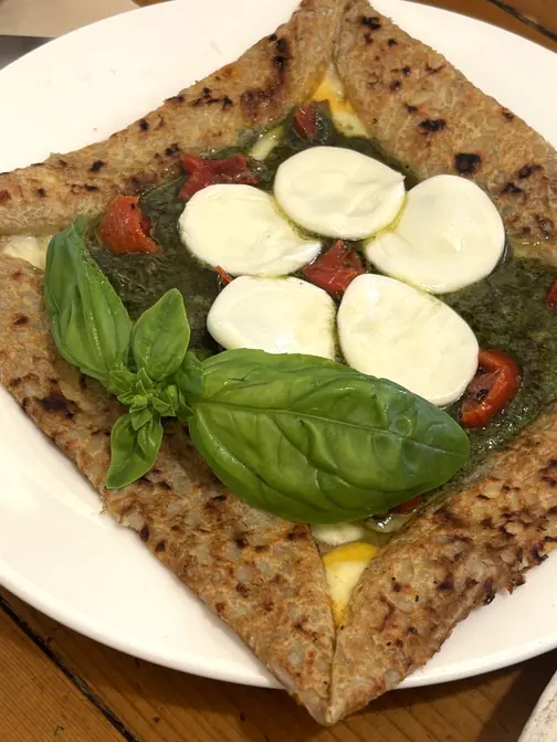 Basil tomato galette with mozzarella