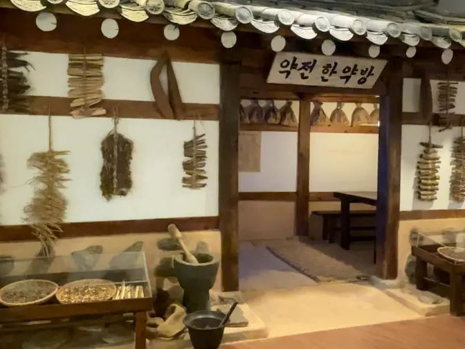 Traditional Korean herbal medicine exhibit interior