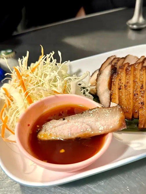 Grilled pork neck dipping sauce detail