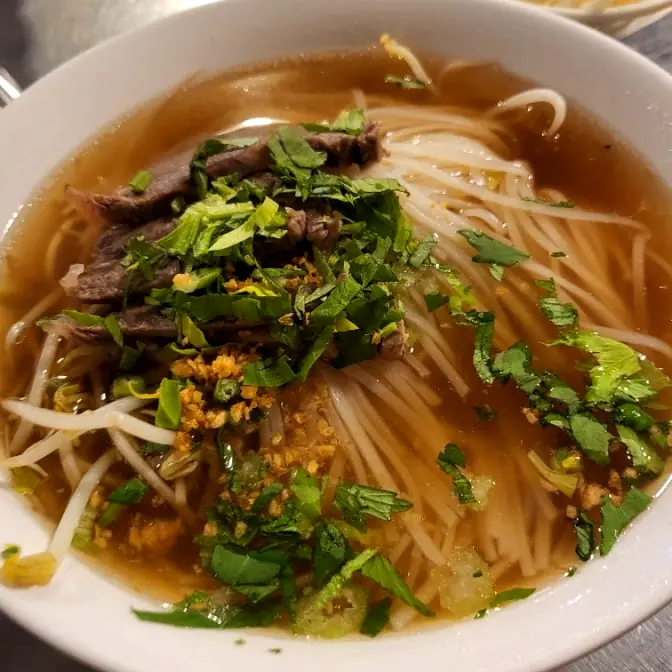 Thai beef noodle soup bowl