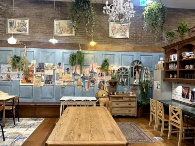 Cafe interior seating vintage decor