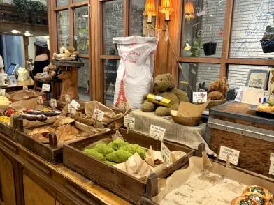 Bakery counter pastries teddy bear decor