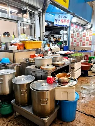 Outdoor restaurant cooking preparation area