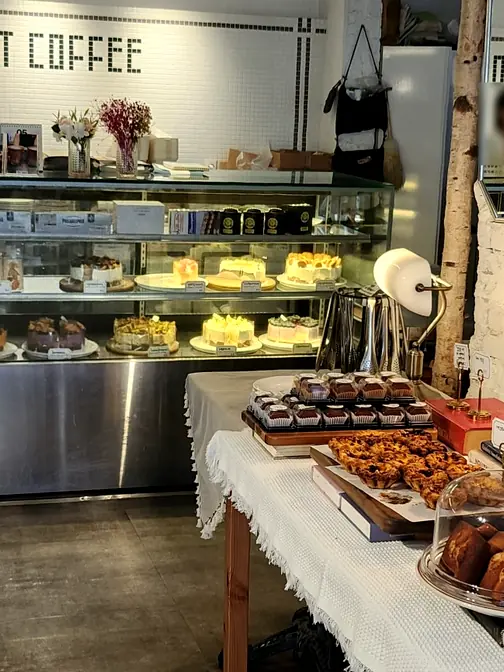 Dessert display counter cafe interior