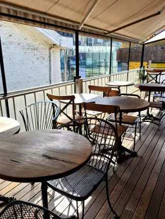 Outdoor cafe terrace seating area