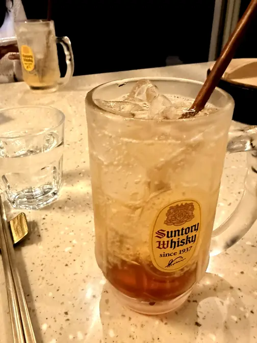Chilled highball drink in glass mug
