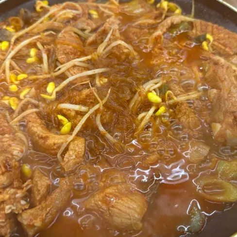 Simmering spicy Korean meat stew