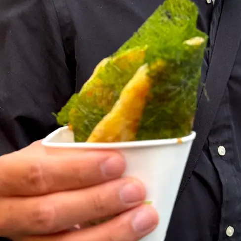 Healthy green vegetable pancake wrap