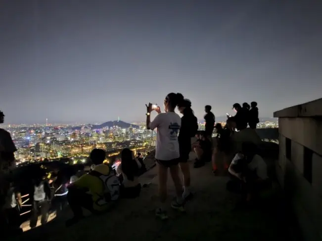 Silhouettes enjoying Seoul nightscape