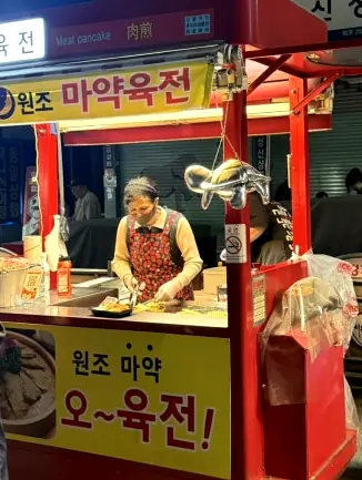 Traditional meat pancake food stall