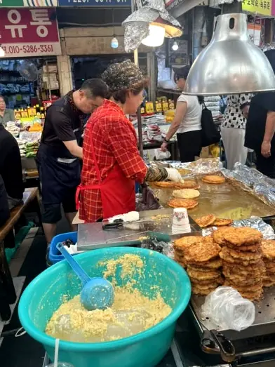 Fresh mung bean batter and pancakes
