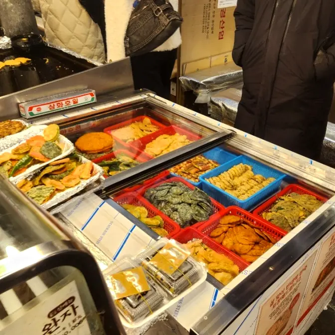 Traditional Korean pancake variety display case