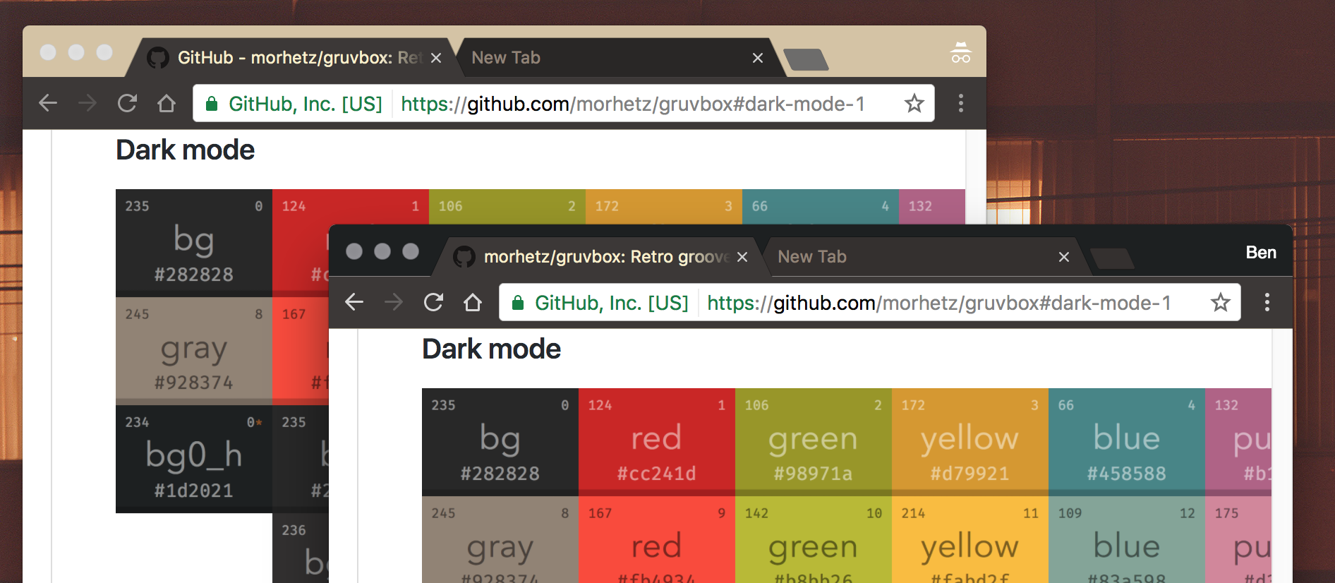 gruvbox Chrome Theme Screenshot