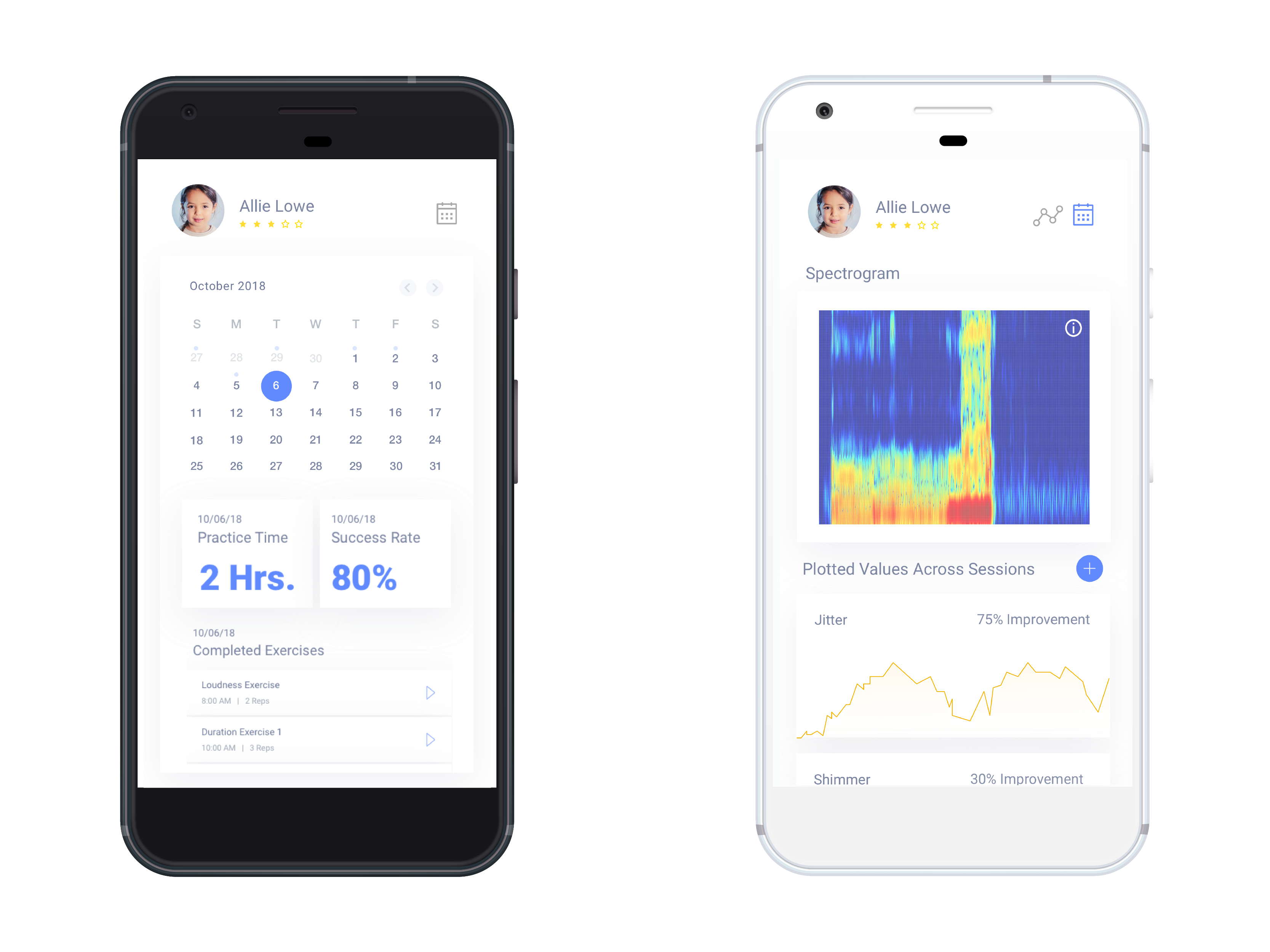 App views for parents and doctors Mockups with phone shown