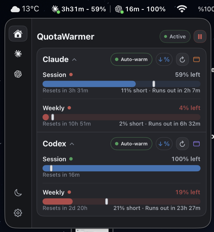 QuotaWarmer screenshot 1