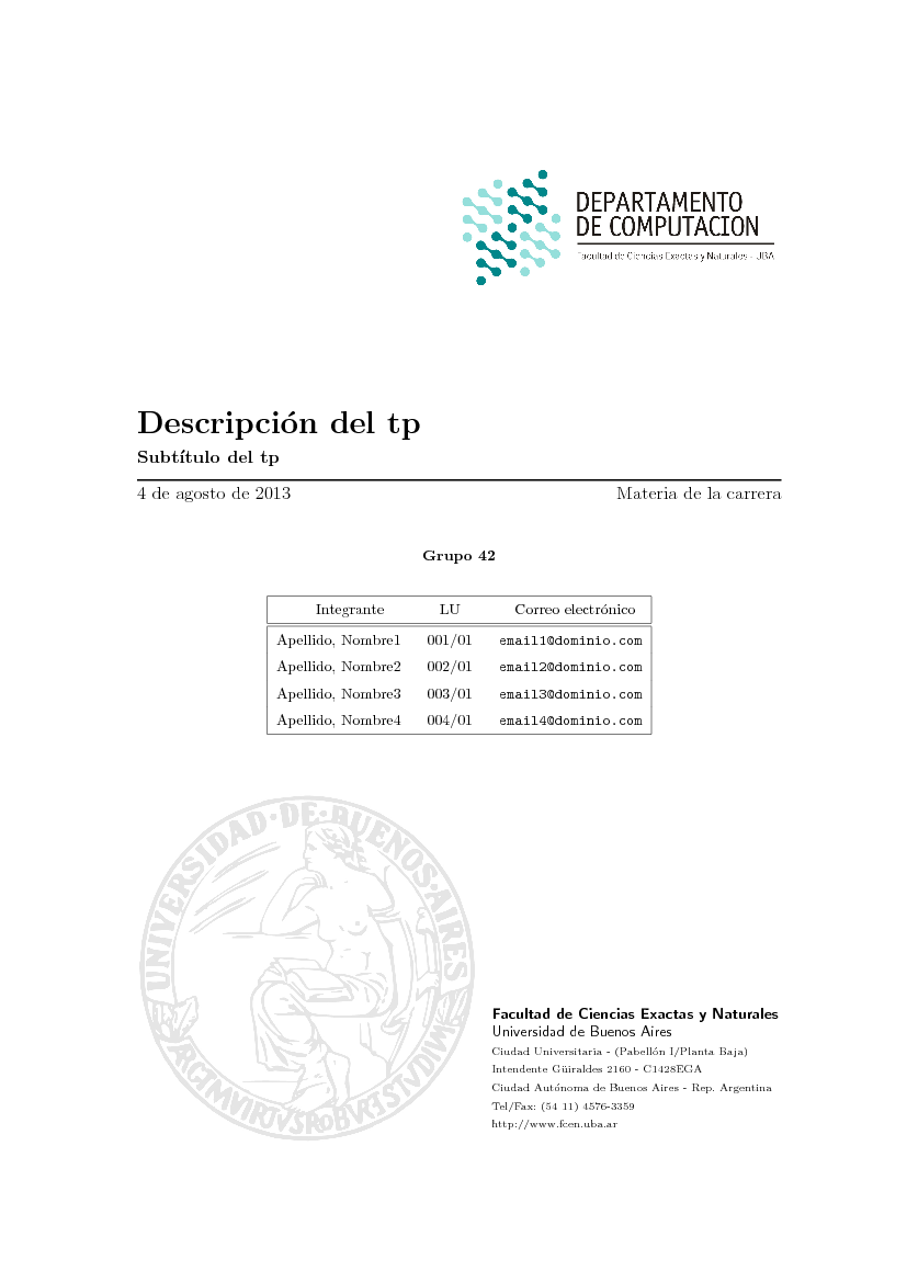 Ejemplo de carátula