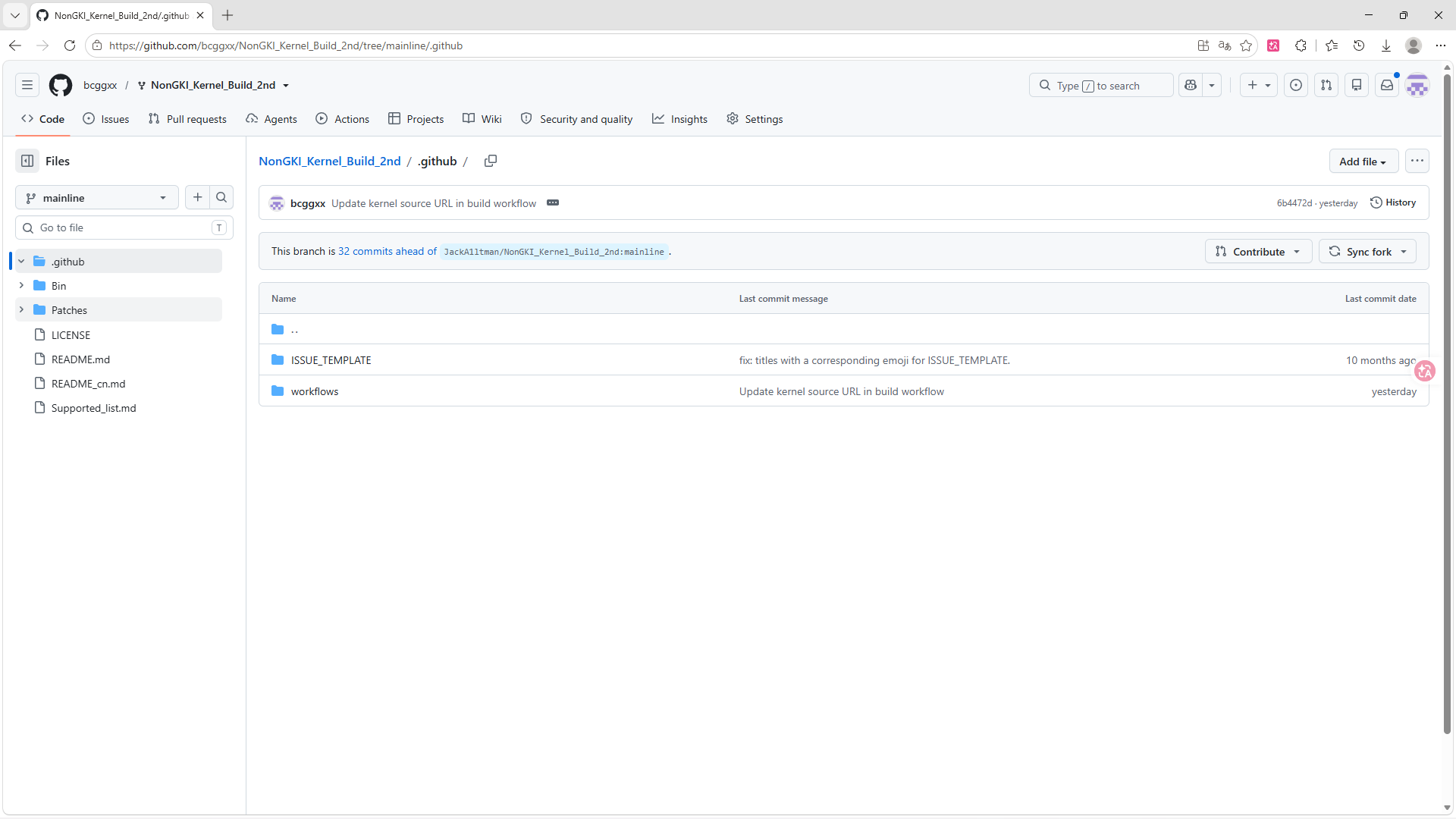 进入 .github 文件夹