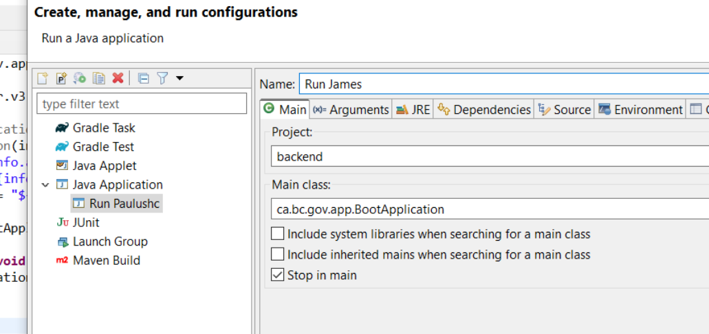 eclipse run configuration main