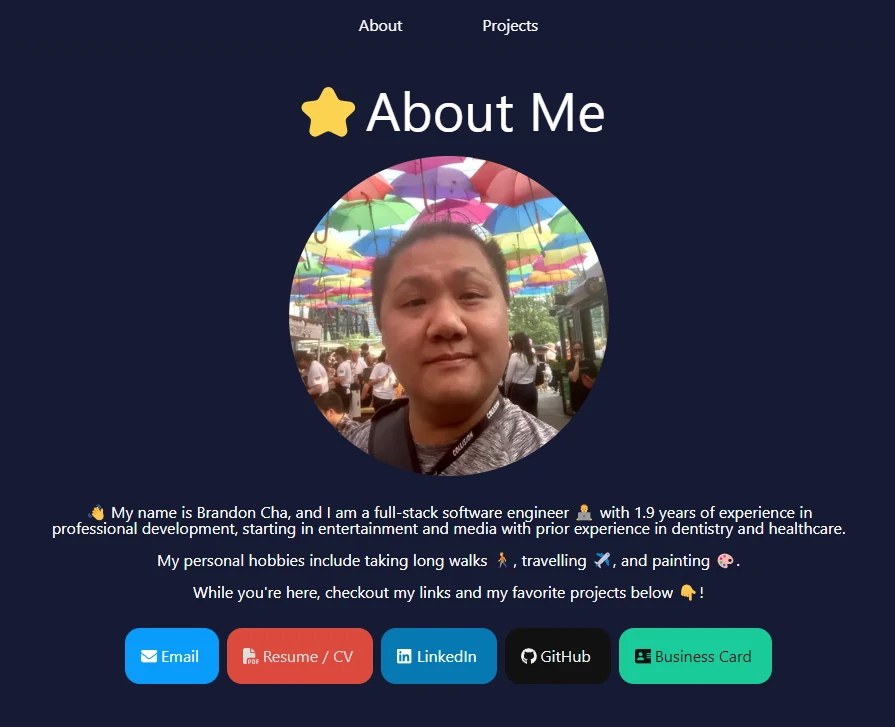 About Me page preview using QwikJS layout