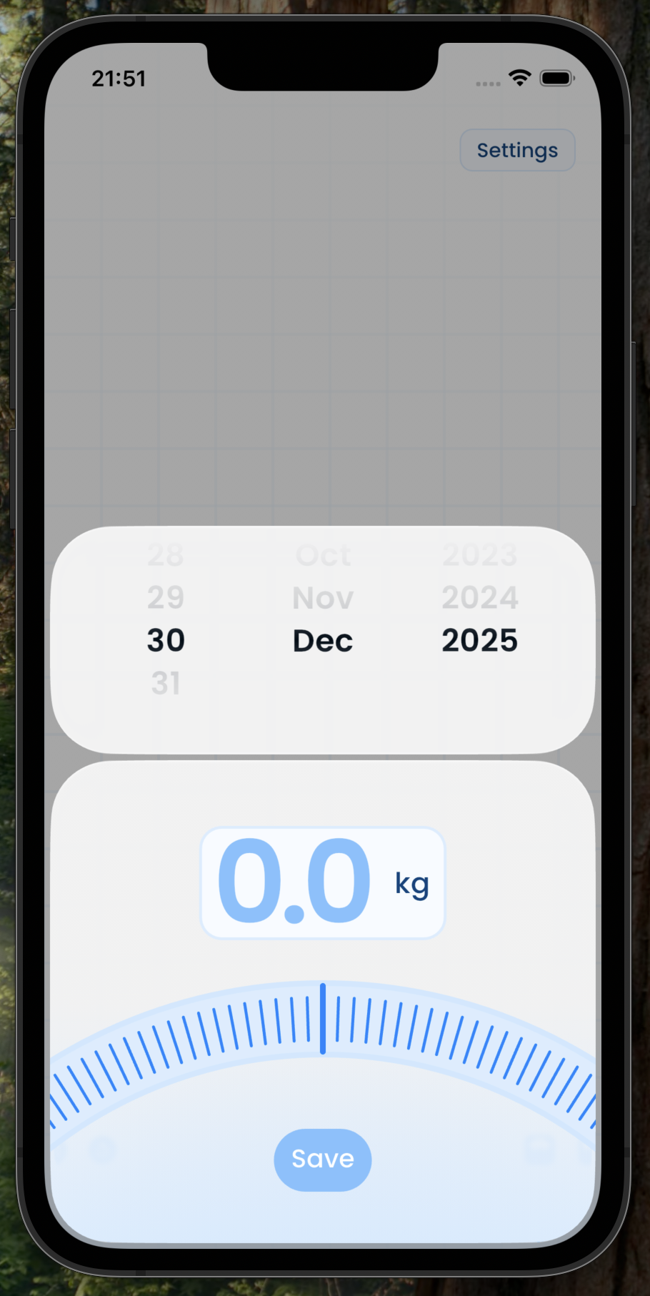 screenshot demonstrating matching a bottom sheet's border radius to the corner radius of an iPhone 13