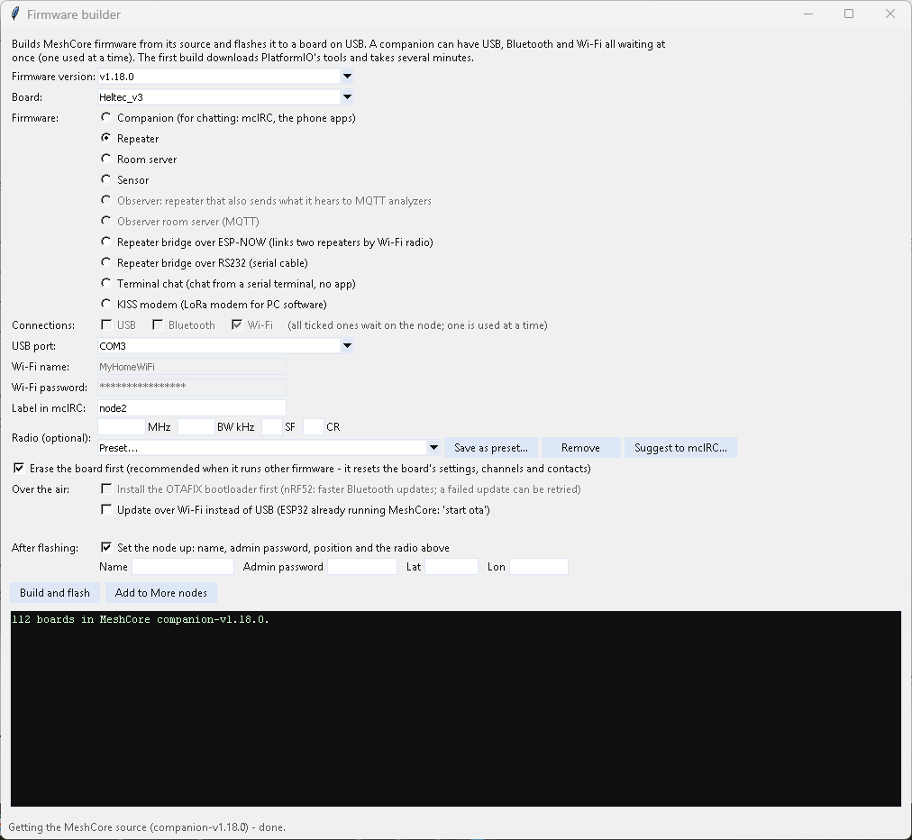 Firmware builder: a repeater