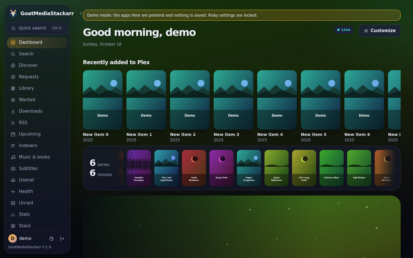GoatMediaStackarr dashboard